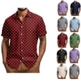 thumbnail image 1 of Smsaxvxz Mens Retro Polka Dot Printed Short Sleeve Business Shirts Lightweight Wrinkle Free Dress Button Down Collared Untucked Breathable Summer Casual Tops With Pocket Wine L, 1 of 6