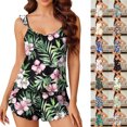 thumbnail image 1 of Smsaxvxz Pajama Set for Women Fashion Floral Printed Ruffle Sleeve Casual Loose Camisole Top and Shorts Sleepwear Sets Green L, 1 of 7