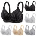 thumbnail image 1 of Smsaxvxz Plus Size Bras for Women Comfort Soft Polka Dots Wireless Push-Up Adjustable Straps Breathable T Shirt Bra Black, 1 of 5