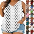 thumbnail image 1 of Smsaxvxz Plus Size Tank Tops for Women Casual Polka Dots V Neck Sleeveless Loose Fit Shirts Flowy Blouses Beach Vacation Clothes Fashion 2026 White 4XL, 1 of 8