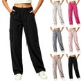 thumbnail image 1 of Smsaxvxz Quick Dry Cargo Pants for Women Casual Drawstring Elastic Waisted Trousers with Multi Pockets Black S, 1 of 5