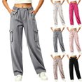 thumbnail image 1 of Smsaxvxz Quick Dry Cargo Pants for Women Casual Drawstring Elastic Waisted Trousers with Multi Pockets Gray L, 1 of 5