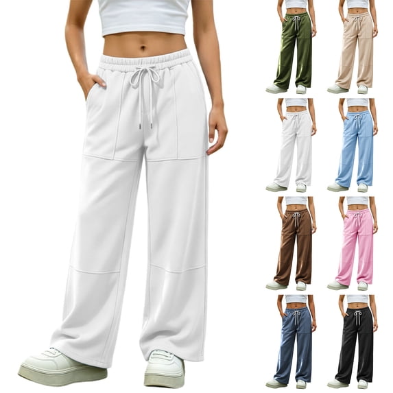 Smsaxvxz Sweatpants for Women Fall Winter Fashion Plus Size Sport Pants Casual Running Travel Climbing Trousers With Pockets White XL