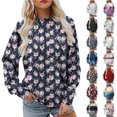 thumbnail image 1 of Smsaxvxz Sweatshirt for Women Fall Fashion Flowy Printed Crewneck Long Sleeve Tops Pullover Oversized Clothes Navy 2XL, 1 of 5