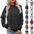 thumbnail image 1 of Smsaxvxz Sweatshirt for Women Fall Fashion Polka Dots Long Sleeve Tops Crewneck Pullover Oversized Clothes Black M, 1 of 5