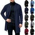 thumbnail image 1 of Smsaxvxz Sweatshirts for Men Fall Winter Fashion Mid Length Button Down Cardigan Coat with Pockets Navy M, 1 of 7