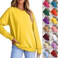 thumbnail image 1 of Smsaxvxz V Neck Sweatshirts for Women Casual Long Sleeve Shirts Solid Pullover Tops Fashion Fall Outfits Yellow M, 1 of 5