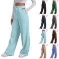 thumbnail image 1 of Smsaxvxz Wide Leg Sweatpants for Women Casual Elastic Drawstring Waist Loose Fit Sport Pants（Available in Plus Size） Light Blue S, 1 of 7