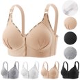 thumbnail image 1 of Smsaxvxz Wireless Bras for Women Comfortable Full Coverage Ribbed Adjustable Straps Push Up Support Front Closure Bra Beige, 1 of 4