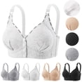 thumbnail image 1 of Smsaxvxz Wireless Bras for Women Comfortable Full Coverage Ribbed Adjustable Straps Push Up Support Front Closure Bra White, 1 of 7
