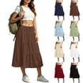 thumbnail image 1 of Smsaxvxz Women's Boho Maxi Skirts 2026 Summer Smocked Tiered A Line Long Flowy Beach Vacation Skirt with Pockets Brown 2XL, 1 of 6