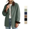 thumbnail image 1 of Smsaxvxz Women's Corduroy Collar Jacket Oversized Army Green Utility Coat Casual Fall Outerwear with Pockets, 1 of 9