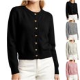thumbnail image 1 of Smsaxvxz Women’s Cropped Cardigan Sweater Lightweight Soft Solid Long Sleeve Fall Spring Jacket Casual Button Down Coat Black Free Size, 1 of 4