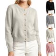 thumbnail image 1 of Smsaxvxz Women’s Cropped Cardigan Sweater Lightweight Soft Solid Long Sleeve Fall Spring Jacket Casual Button Down Coat White Free Size, 1 of 7