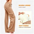 thumbnail image 1 of Smsaxvxz Women's Fleece Lined Cargo Wide Leg Pants Drawstring High Waist Thermal Winter Stretchy Casual Yoga Pants with Pockets, 1 of 6