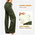 thumbnail image 1 of Smsaxvxz Women's Fleece Lined Cargo Wide Leg Pants Drawstring High Waist Thermal Winter Stretchy Casual Yoga Pants with Pockets, 1 of 6
