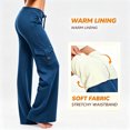 thumbnail image 1 of Smsaxvxz Women's Fleece Lined Cargo Wide Leg Pants Drawstring High Waist Thermal Winter Stretchy Casual Yoga Pants with Pockets, 1 of 6