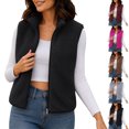 thumbnail image 1 of Smsaxvxz Women's Fleece Vest with Zip Pockets Lightweight Solid Sleeveless Warm Tops for Work Travel Outdoor Black L, 1 of 7