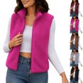 thumbnail image 1 of Smsaxvxz Women's Fleece Vest with Zip Pockets Lightweight Solid Sleeveless Warm Tops for Work Travel Outdoor Pink S, 1 of 7