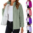 thumbnail image 1 of Smsaxvxz Women's Full Zip Soft Polar Fleece Jacket Fashion Solid Outdoor Recreation Coat Lightweight Winter Fall Outerwear Green 2XS, 1 of 9