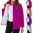 thumbnail image 1 of Smsaxvxz Women's Full Zip Soft Polar Fleece Jacket Fashion Solid Outdoor Recreation Coat Lightweight Winter Fall Outerwear Red XS, 1 of 9