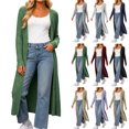 thumbnail image 1 of Smsaxvxz Women's Long Cardigan Plus Size Knitted Oversized Sweater with Pockets Green 2XL, 1 of 8