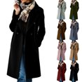 thumbnail image 1 of Smsaxvxz Women’s Notched Lapel Double Breasted Pea Coat Long Coats Fall Winter Jackets 2026 Black XL, 1 of 9