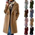 thumbnail image 1 of Smsaxvxz Women’s Notched Lapel Double Breasted Pea Coat Long Coats Fall Winter Jackets 2026 Khaki M, 1 of 9