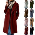thumbnail image 1 of Smsaxvxz Women’s Notched Lapel Double Breasted Pea Coat Long Coats Fall Winter Jackets 2026 Wine 2XL, 1 of 9