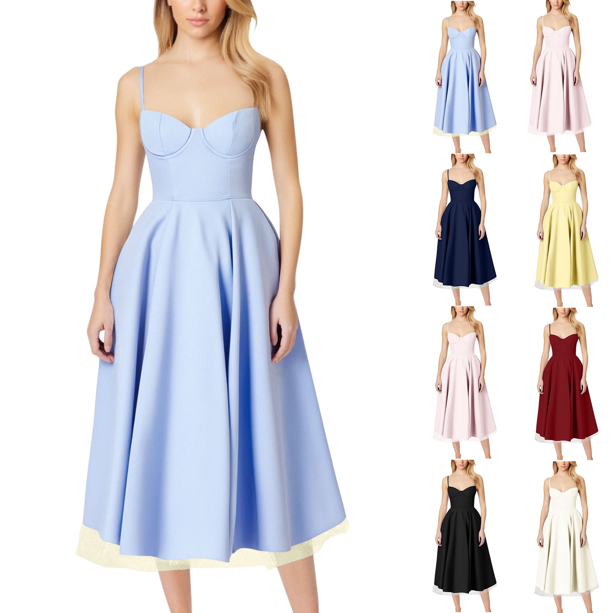 Smsaxvxz Women's Retro Casual Dresses French Elegant Art Ball ...