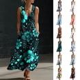 thumbnail image 1 of Smsaxvxz Women's Summer Dresses Fashion Floral Printed V Neck Sleeveless Casual Comfortable Beach Vacation Maxi Sundress A-1 XL, 1 of 8