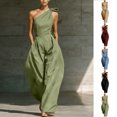 thumbnail image 1 of Smsaxvxz Women's Summer Rompers Fashion Solid Off-Shoulder Sleeveless Wide Leg Jumpsuit Casual Clothes Green M, 1 of 10