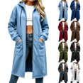 thumbnail image 1 of Smsaxvxz Women's Sweatshirt Casual Solid Zip Up Hoodies Loose Fit 2026 Fall Fashion Long Jacket Coat Light Blue XL, 1 of 8