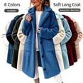 thumbnail image 1 of Smsaxvxz Women's Winter Coat Casual Trench Fleece Long Collared Warm Jacket with Pockets Blue M, 1 of 6
