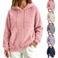 thumbnail image 1 of Smsaxvxz Womens Fleece Pullover Oversized Sweater Fluffy Warm Hoodies Sweatshirt Casual Winter Tops Pink 2XL, 1 of 9