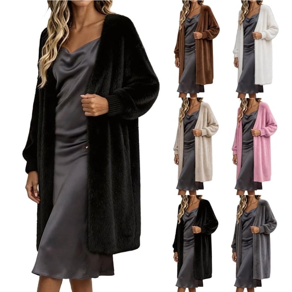 Smsaxvxz Womens Long Cardigan Sweaters Fashion Open Front Oversized Knit Fall Trendy Coat Jacket Black M