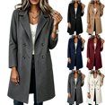 thumbnail image 1 of Smsaxvxz Womens Long Trench Coat Fashion Double Breasted Fall Winter Coat Gray XL, 1 of 3