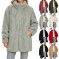 thumbnail image 1 of Smsaxvxz Womens Oversized Jacket Fuzzy Fleece Zip Up Jackets Comfy Soft Long Sleeve Warm Winter Coats Gray S, 1 of 9