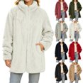 thumbnail image 1 of Smsaxvxz Womens Oversized Jacket Fuzzy Fleece Zip Up Jackets Comfy Soft Long Sleeve Warm Winter Coats White 2XL, 1 of 9