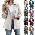 thumbnail image 1 of Smsaxvxz Womens Short Trench Jacket Plaid Lining Button Front Coat Lightweight Casual Outerwear with Pockets White XL, 1 of 8