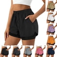 thumbnail image 1 of Smsaxvxz Womens Summer Shorts Fashion Drawstring Elastic High Waisted Shorts with Pockets Casual Loose Athletic Running Shorts Black L, 1 of 5