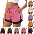 thumbnail image 1 of Smsaxvxz Womens Summer Shorts Fashion Drawstring Elastic High Waisted Shorts with Pockets Casual Loose Athletic Running Shorts Hot Pink 2XL, 1 of 5