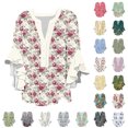 thumbnail image 1 of Smsaxvxz Womens Summer Tops Fashion Boho Floral Printed Button V Neck 3/4 Ruffle Sleeve Shirts Casual Loose Beach Blouse Tops B-12 M, 1 of 5