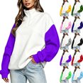 thumbnail image 1 of Smsaxvxz Womens Sweatshirts Half Zip Pullover Casual Long Sleeve Lightweight Sweatshirts Tops Fall Fashion Outfits 2026 Purple M, 1 of 5
