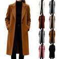 thumbnail image 1 of Smsaxvxz Womens Trench Coat Single Breasted Long Pea Coat Overcoat Notched Lapel Casual Suit Jacket Winter Warm Windbreaker Outwear Brown XL, 1 of 9