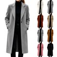 thumbnail image 1 of Smsaxvxz Womens Trench Coat Single Breasted Long Pea Coat Overcoat Notched Lapel Casual Suit Jacket Winter Warm Windbreaker Outwear Gray S, 1 of 9