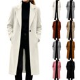thumbnail image 1 of Smsaxvxz Womens Trench Coat Single Breasted Long Pea Coat Overcoat Notched Lapel Casual Suit Jacket Winter Warm Windbreaker Outwear White L, 1 of 9