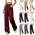 thumbnail image 1 of Smsaxvxz Womens Wide Leg Dress Pants High Waisted Business Casual Trousers with Pockets Wine S, 1 of 7