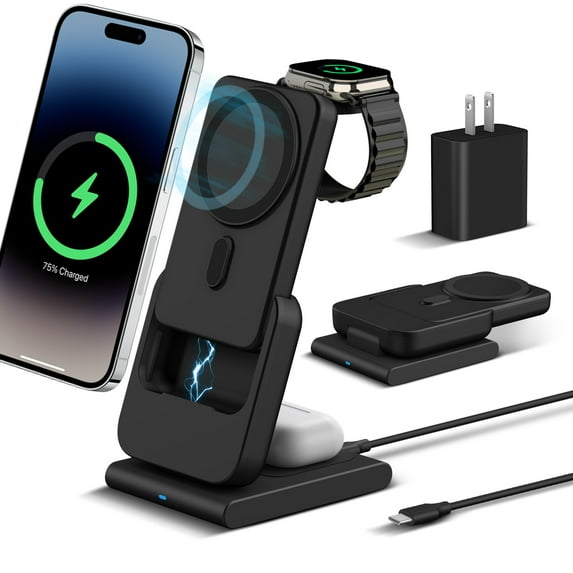 Smtcsl 3 in 1 Wireless Charging Station 10000mAh Power Bank MagSafe for iPhone, Apple Watch