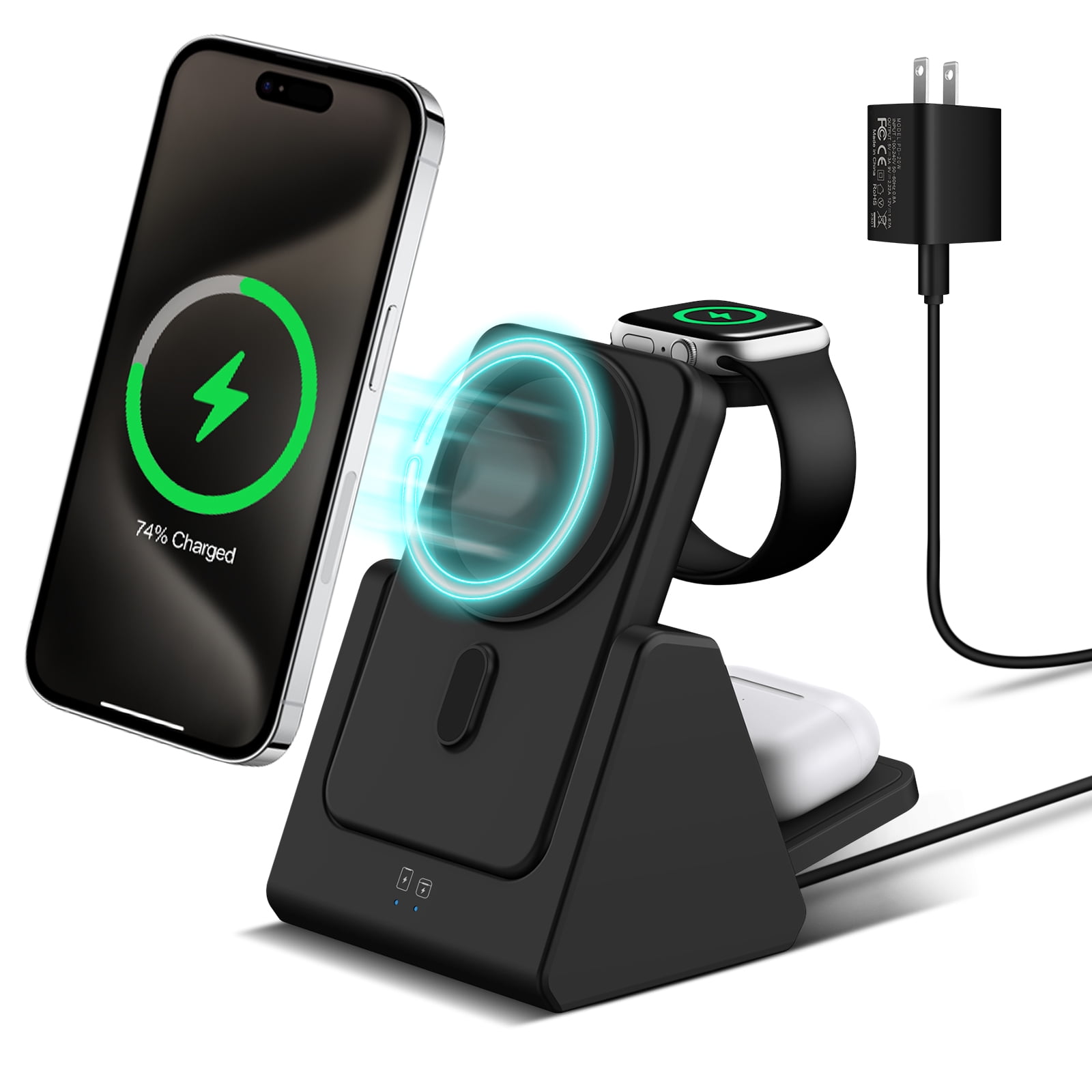 Smtcsl Wireless Charging Station 3 in 1  Portable 5000mAh Power Bank Magsafe for iPhone Apple Watch